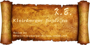 Kleinberger Bojána névjegykártya